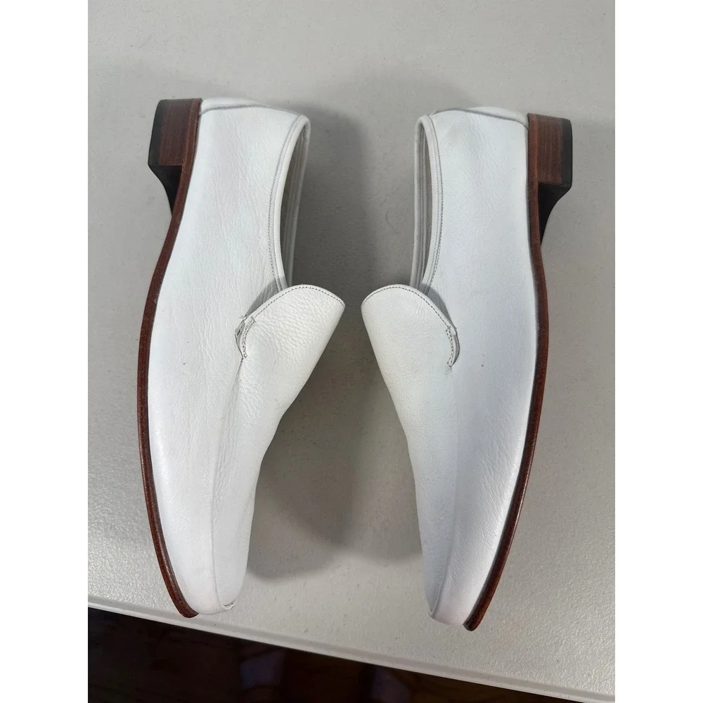 Bally Switzerland Mens White Leather Loafers Slip On Dress Shoes Size 10.5 M